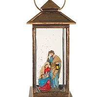 Musical Bronze Plastic Lantern Warm White LED Snow Globe Traveling Family