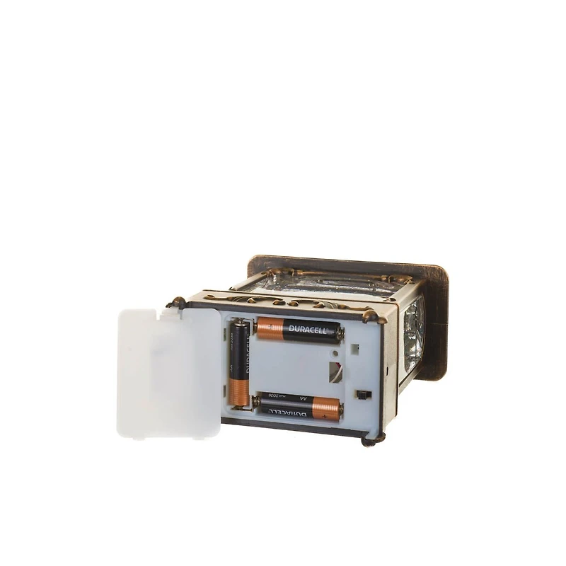 Musical Bronze Plastic Lantern Warm White LED Snow Globe Santa & Forest Animals