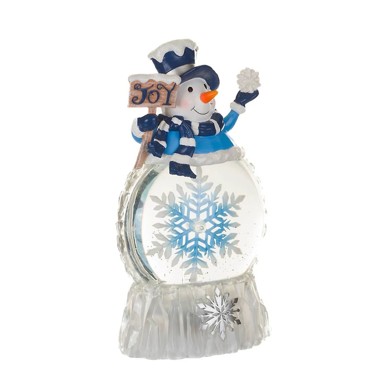 Blue Snowman LED Snow Globe