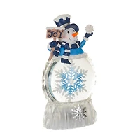 Blue Snowman LED Snow Globe