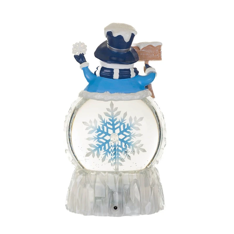 Blue Snowman LED Snow Globe