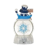 Blue Snowman LED Snow Globe