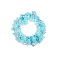 Aqua Plastic Ribbon Pine Cool White Fiber Optic Wreath Silver Bulbs