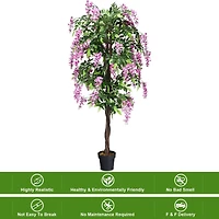 6-Feet Artificial Wisteria Silk Indoor-Outdoor Tree - 1 Piece