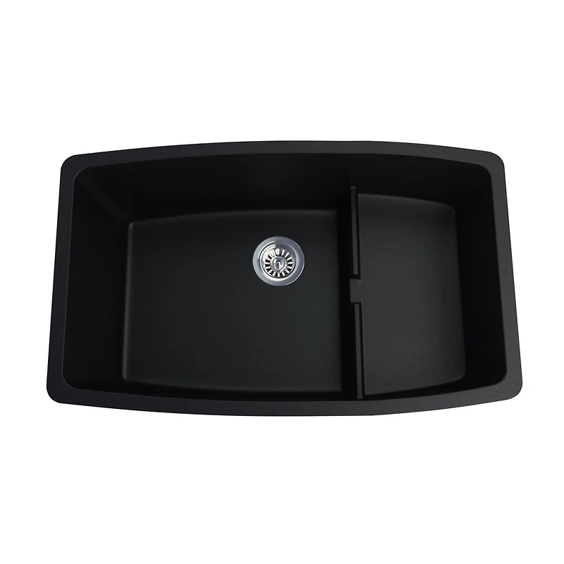 BloomBath Évier de cuisine en granite à double bac encastré par le dessus – Noir