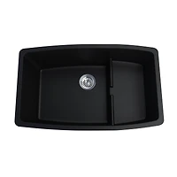 BloomBath Évier de cuisine en granite à double bac encastré par le dessus – Noir