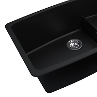 BloomBath Évier de cuisine en granite à double bac encastré par le dessus – Noir