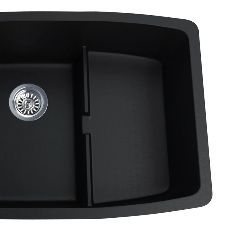 BloomBath Granite Double Bowl Top Mount Kitchen Sink - Black