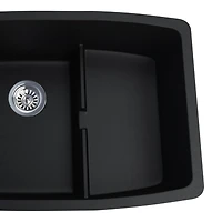 BloomBath Granite Double Bowl Top Mount Kitchen Sink - Black