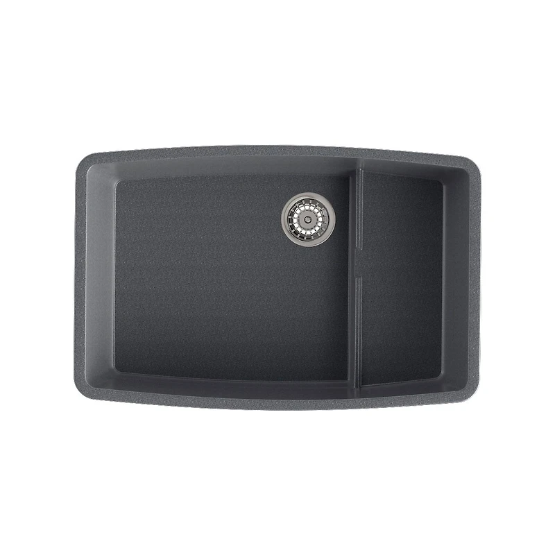 BloomBath Évier de cuisine en granite à double bac encastré par le dessus – Gris