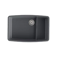 BloomBath Évier de cuisine en granite à double bac encastré par le dessus – Gris