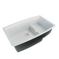 BloomBath Granite Double Bowl Top Mount Kitchen Sink - White