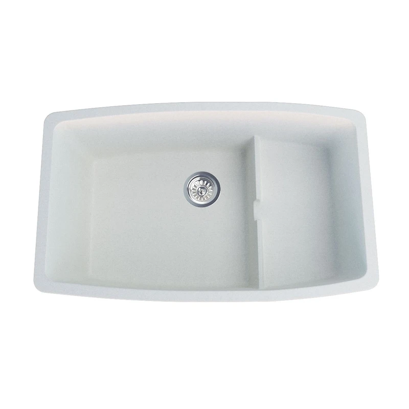 BloomBath Évier de cuisine en granite à double bac encastré par le dessus – Blanc