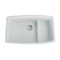 BloomBath Évier de cuisine en granite à double bac encastré par le dessus – Blanc