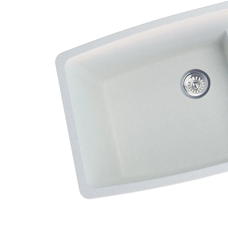 BloomBath Évier de cuisine en granite à double bac encastré par le dessus – Blanc