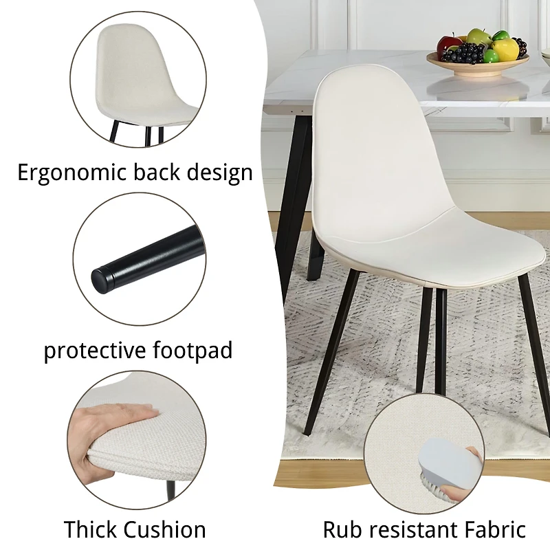 Set of 4 Beige Fabric Dining Chair by Maison Classique