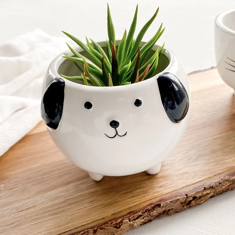 Cache-pot chien en céramique