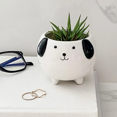 Cache-pot chien en céramique