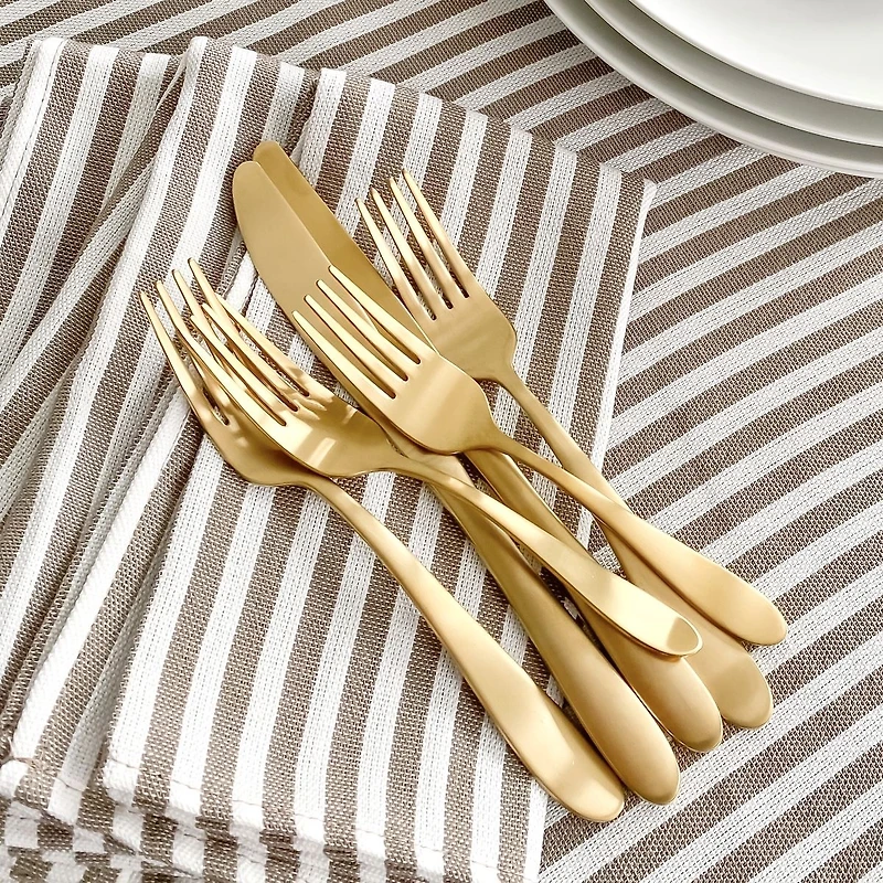 Gold-Plated 20-Piece Flatware Set by David Shaw