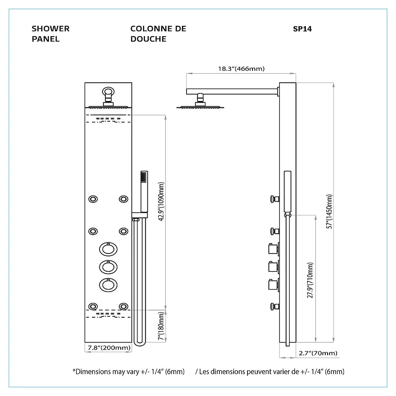 Jasen Stainless Steel Shower Column