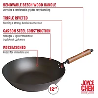 Joyce Chen Classic Series Carbon Steel Preseasoned Stir Fry Pan - 12''