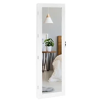 Lockable Armoire Jewelry Cabinet, LED Lights