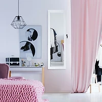 Lockable Armoire Jewelry Cabinet, LED Lights