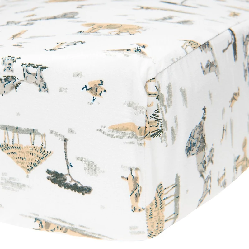 Safari Cotton Change Pad Cover & Crib Fitted Sheet, 2 Pieces