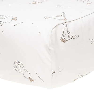 Housse à langer et drap contour en coton pour lit de bébé Oies, 2 pièces