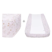 Spring Cotton Change Pad Cover & Crib Fitted Sheet, 2 Pieces