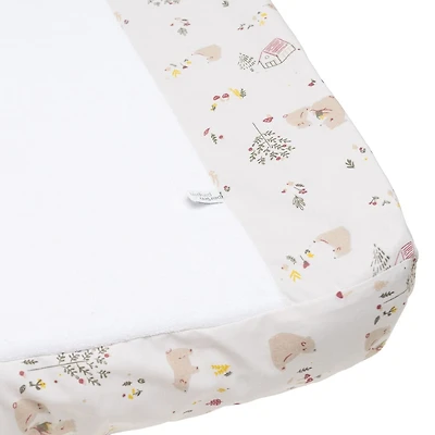 Housse à langer et drap contour en coton pour lit de bébé Ours, 2 pièces