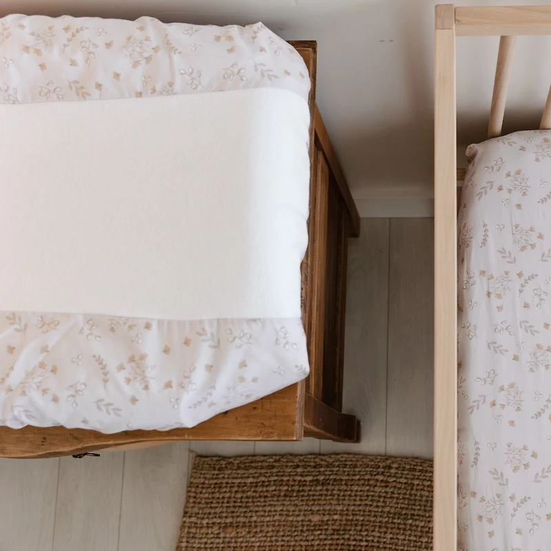 Spring Cotton Change Pad Cover & Crib Fitted Sheet, 2 Pieces