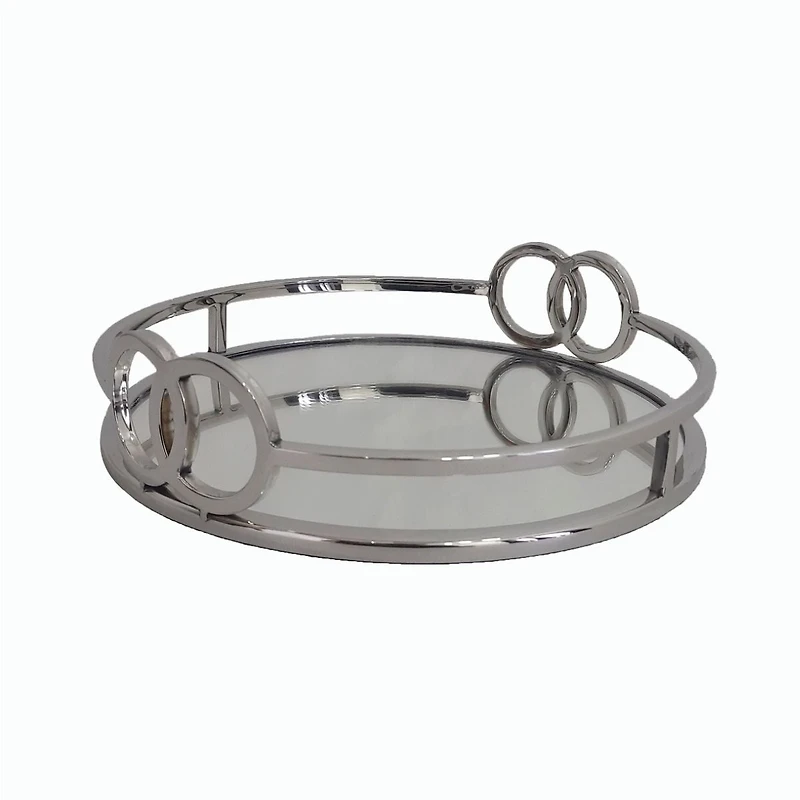 Round Tray With Mirror Base - 11''