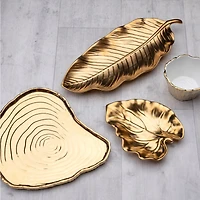 Gold Bark and Leaf Tray