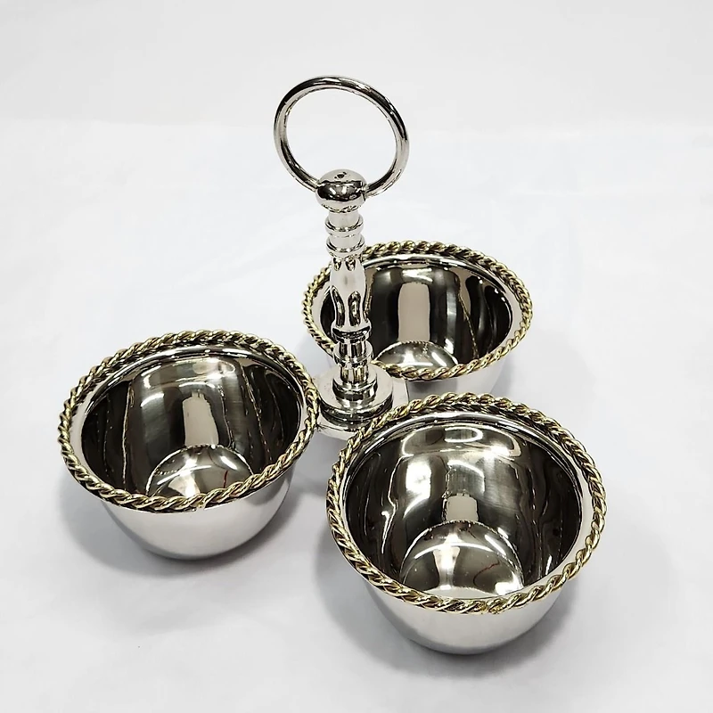 Elegance Triple Nut Dish with Twisted Border