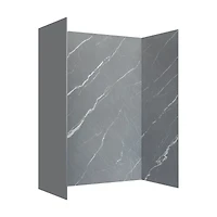 Ebblyn Stone-Effect Shower Wall Panel Surround, Set of 3 - Grey Marble