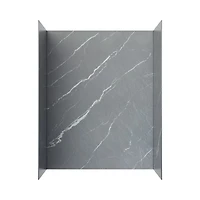 Ebblyn Stone-Effect Shower Wall Panel Surround, Set of 3 - Grey Marble