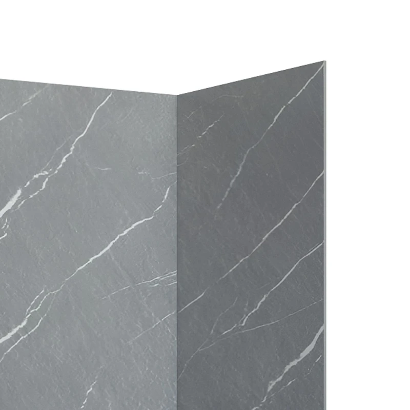 Ebblyn Stone-Effect Shower Wall Panel Surround, Set of 3 - Grey Marble