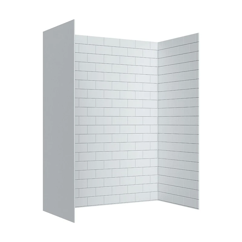 Ebblyn Subway-Tile Shower Wall Panel Surround, Set of 3 - White