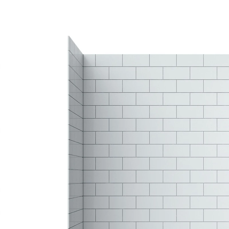 Ebblyn Subway-Tile Shower Wall Panel Surround, Set of 3 - White