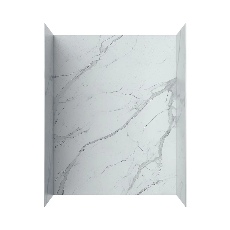 Ebblyn Stone-Effect Shower Wall Panel Surround, Set of 3 - White Marble