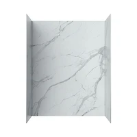 Ebblyn Stone-Effect Shower Wall Panel Surround, Set of 3 - White Marble