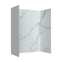 Ebblyn Stone-Effect Shower Wall Panel Surround, Set of 3 - White Marble
