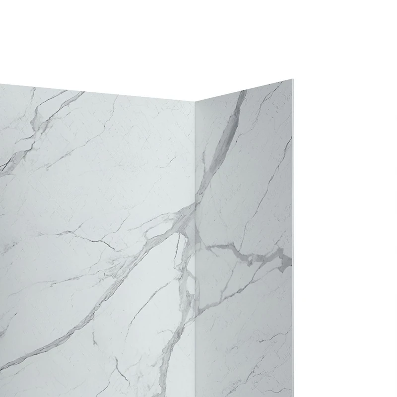 Ebblyn Stone-Effect Shower Wall Panel Surround, Set of 3 - White Marble