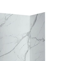 Ebblyn Stone-Effect Shower Wall Panel Surround, Set of 3 - White Marble