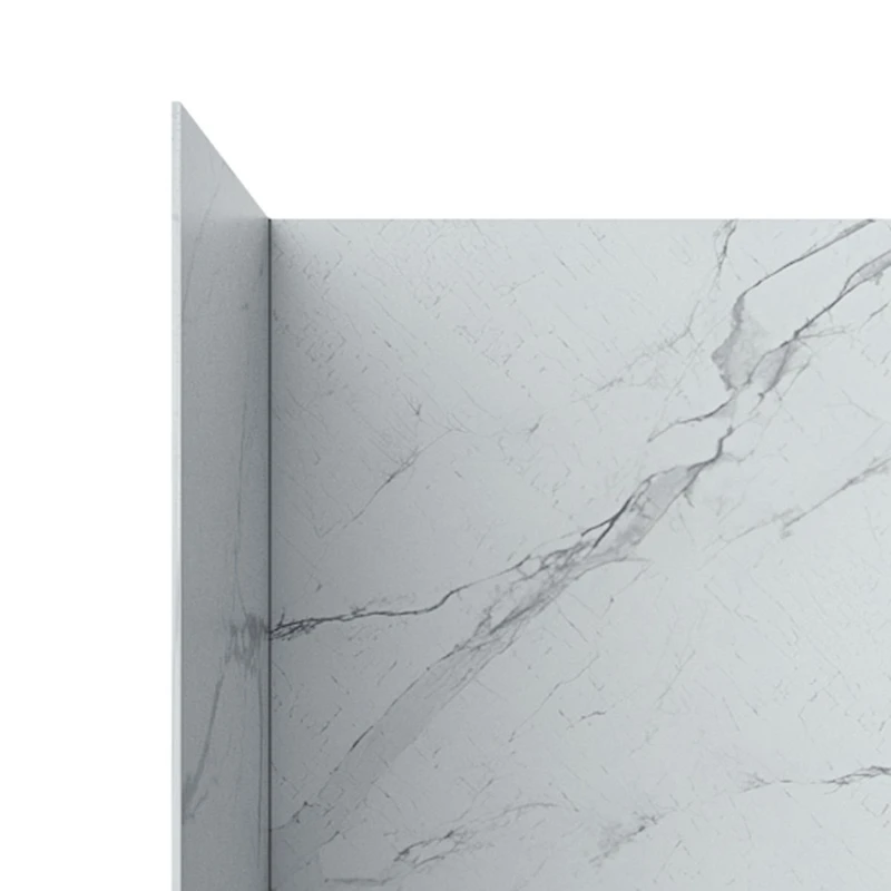 Ebblyn Stone-Effect Shower Wall Panel Surround, Set of 3 - White Marble