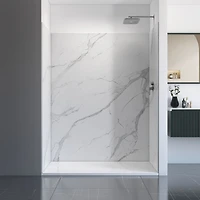 Ebblyn Stone-Effect Shower Wall Panel Surround, Set of 3 - White Marble