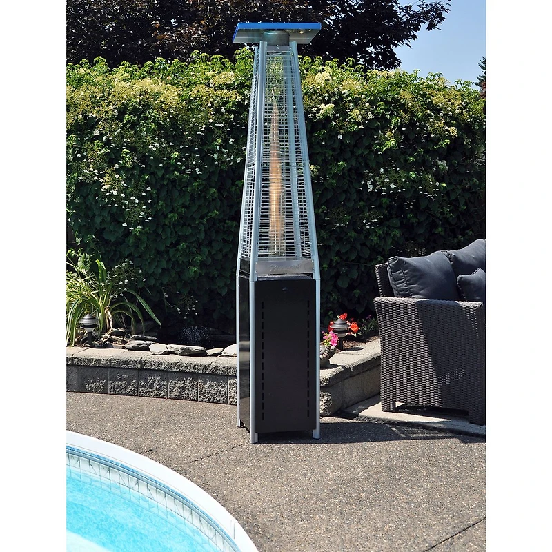 Flame Patio Heater, Black and Silver