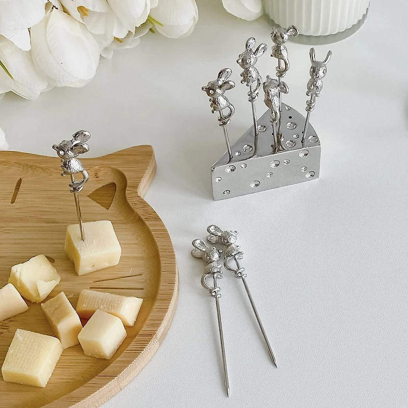 Ensemble de pic à fromage en forme de souris