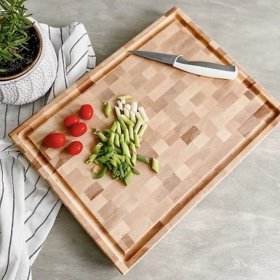 Maple Butcher Block Cutting Board with Groove by CL CUISILUXE